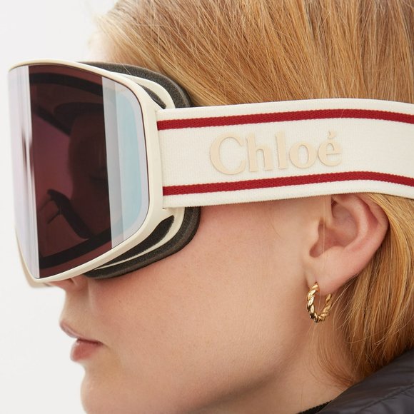 Chloe Accessories - Chloe CH0072S 001 Ski Mask White Beige Violet Mirror Zeiss